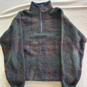St John's Bay Women's Fleece Pullover Heavyweight Green & Brown Vintage Size: L